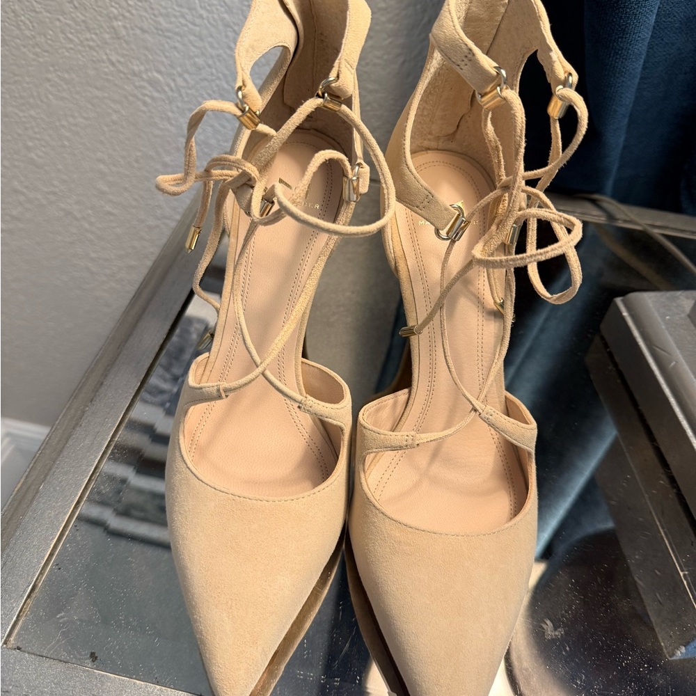 Marc Fisher Beige Lace-Up Heels